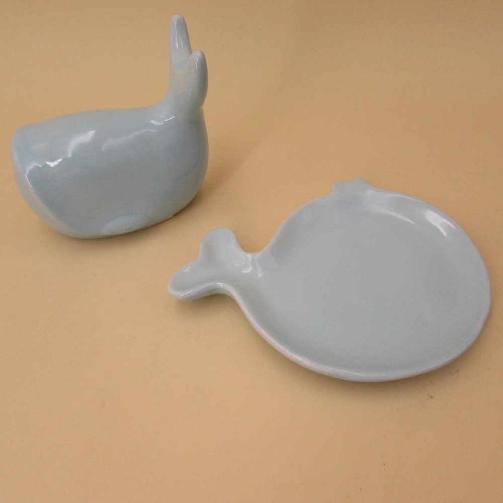Blue Baleen Whale and Whale Trinket Tray Set